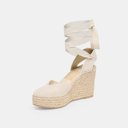Dolce Vita SHOES Noura Ecru Linen Wedges