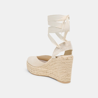 Dolce Vita SHOES Noura Ecru Linen Wedges