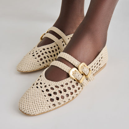 Dolce Vita SHOES Baylee Creme Woven Stella Ballet Flats