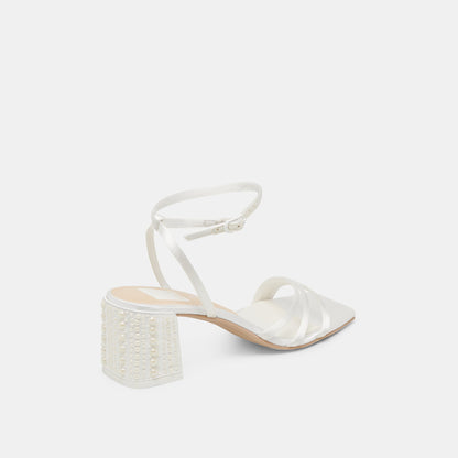 Dolce Vita SHOES YSABEL PEARL HEELS TRUE WHITE SATIN
 – Dolce Vita
