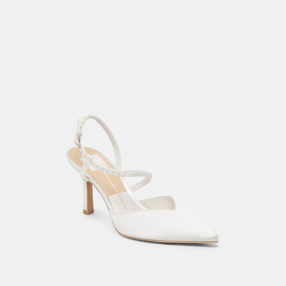 Dolce Vita SHOES KAMRA PEARL HEELS TRUE WHITE SATIN
 – Dolce Vita