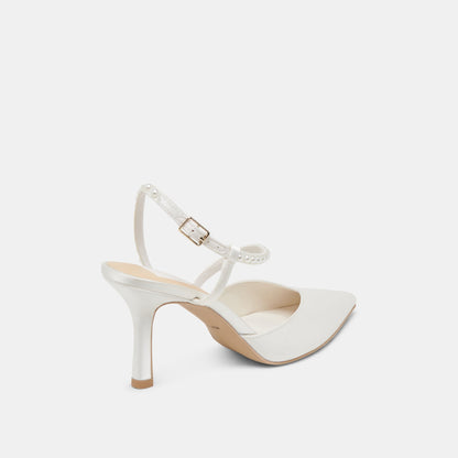Dolce Vita SHOES KAMRA PEARL HEELS TRUE WHITE SATIN
 – Dolce Vita