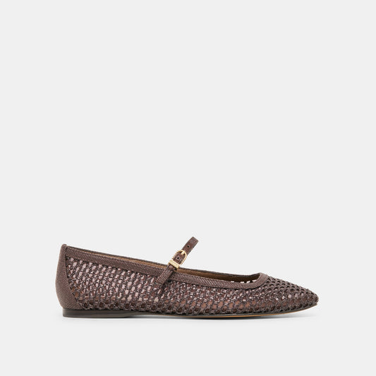 Dolce Vita SHOES Reyes Chocolate Woven Raffia Ballet Flats