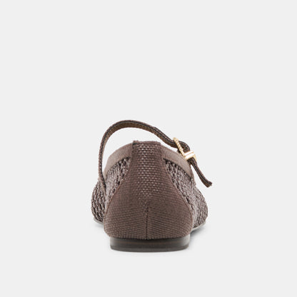 Dolce Vita SHOES Reyes Chocolate Woven Raffia Ballet Flats