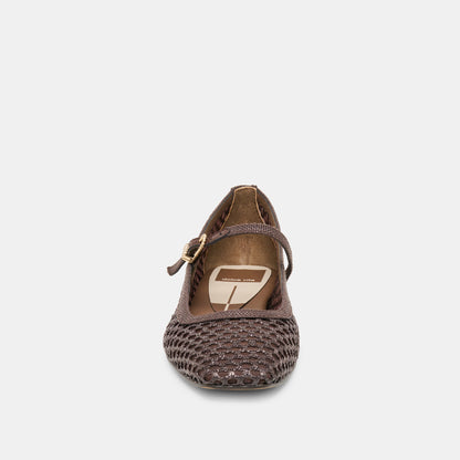 Dolce Vita SHOES Reyes Chocolate Woven Raffia Ballet Flats
