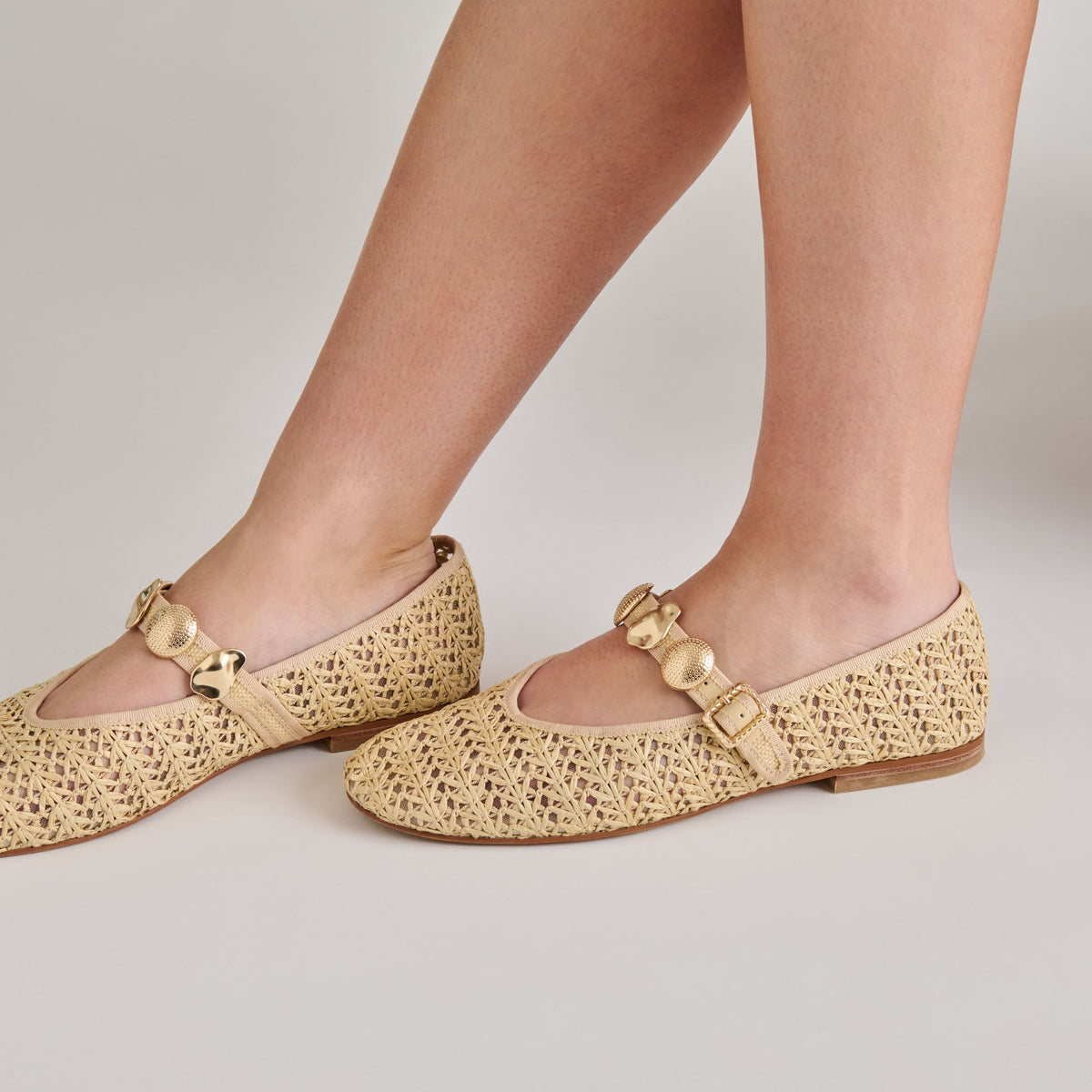 Dolce Vita SHOES Relan Natural Cross Hatch Raffia Ballet Flats