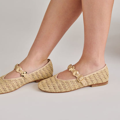 Dolce Vita SHOES Relan Natural Cross Hatch Raffia Ballet Flats