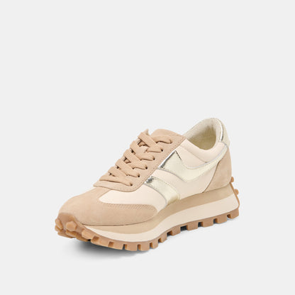 Dolce Vita SHOES TRESA White Gold Suede Platform Sneakers