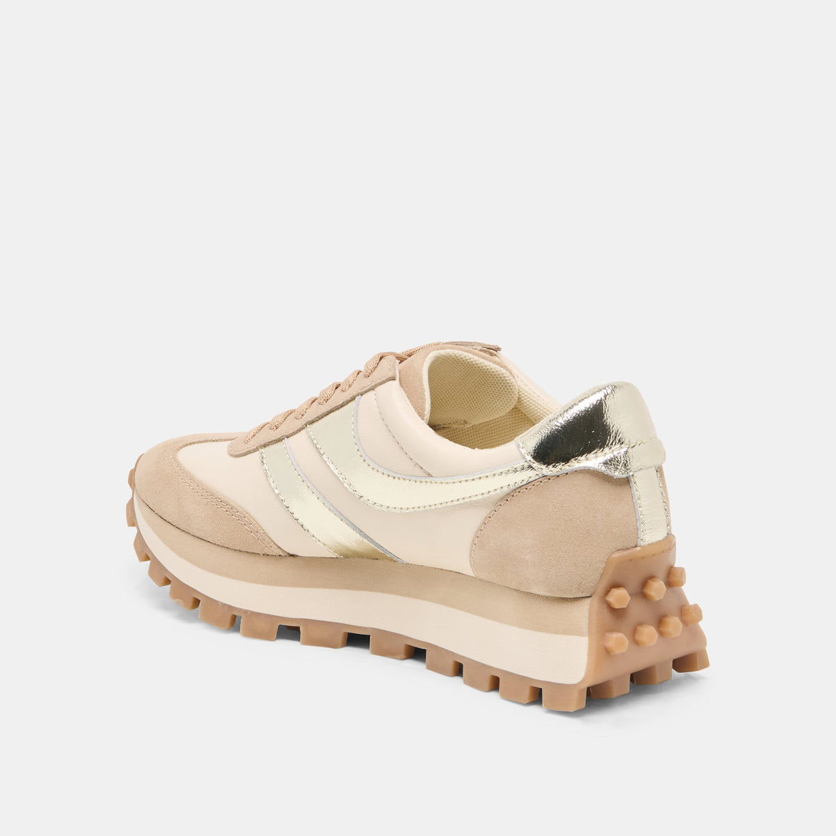 Dolce Vita SHOES TRESA White Gold Suede Platform Sneakers