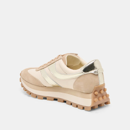 Dolce Vita SHOES TRESA White Gold Suede Platform Sneakers