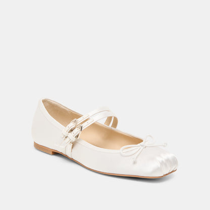 Dolce Vita SHOES Gibsen True White Satin Ballet Flats