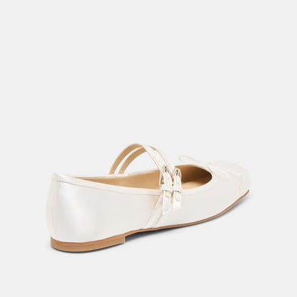 Dolce Vita SHOES Gibsen True White Satin Ballet Flats