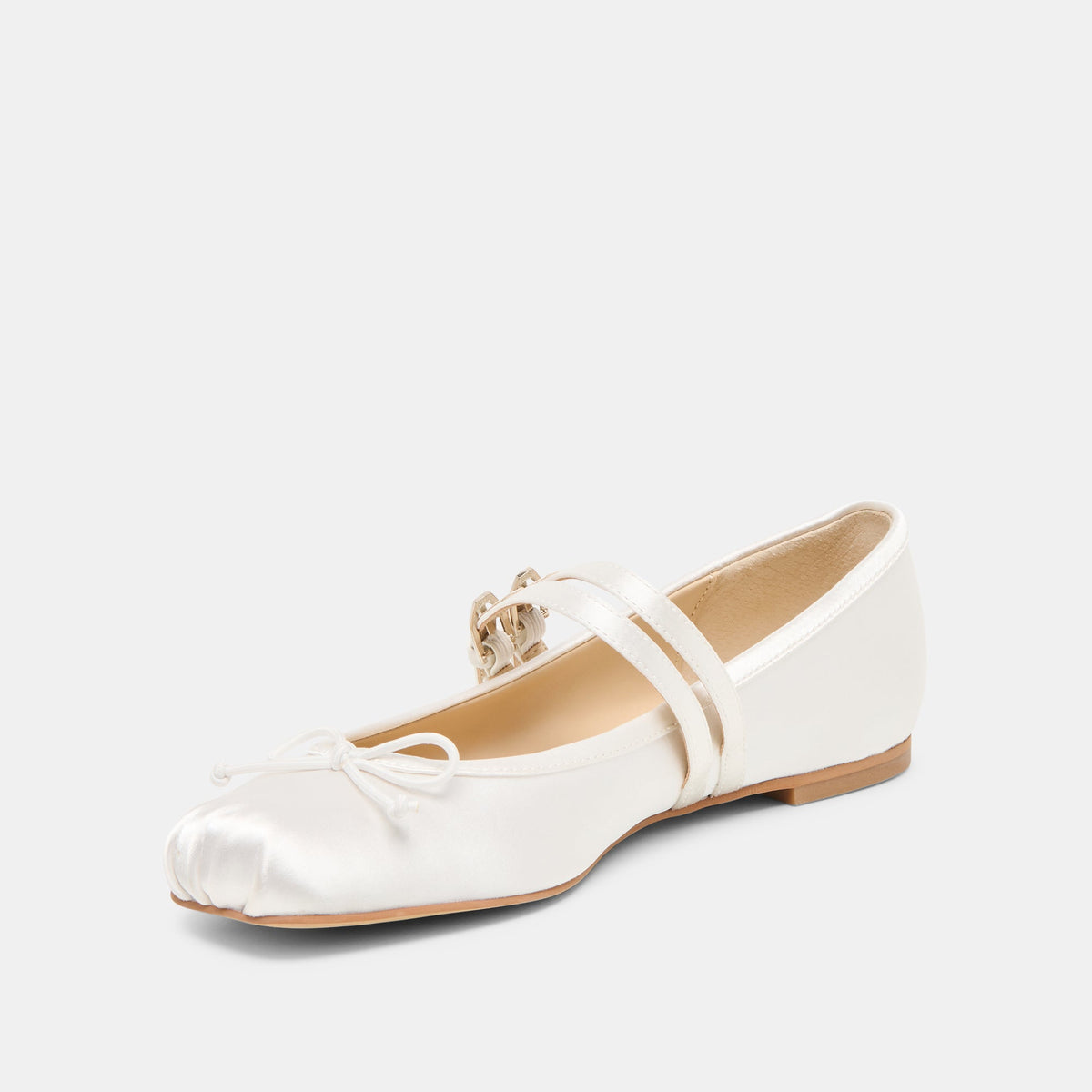 Dolce Vita SHOES Gibsen True White Satin Ballet Flats