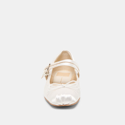 Dolce Vita SHOES Gibsen True White Satin Ballet Flats