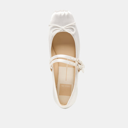 Dolce Vita SHOES Gibsen True White Satin Ballet Flats