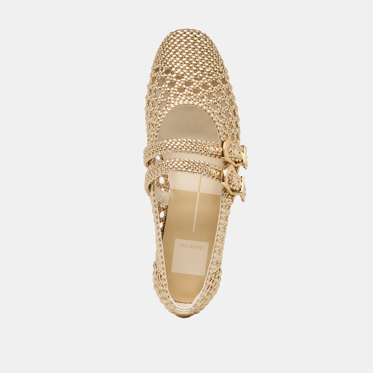 Dolce Vita SHOES Baylee Gold Woven Stella Ballet Flats