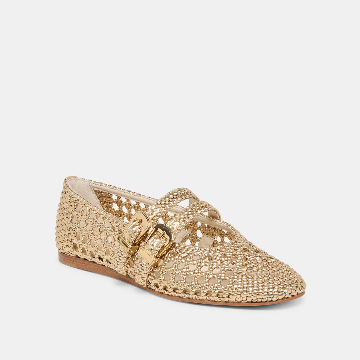 Dolce Vita SHOES Baylee Gold Woven Stella Ballet Flats