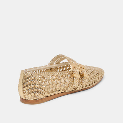 Dolce Vita SHOES Baylee Gold Woven Stella Ballet Flats