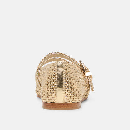 Dolce Vita SHOES Baylee Gold Woven Stella Ballet Flats