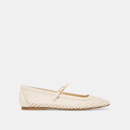 Dolce Vita SHOES Reyes White Woven Raffia Ballet Flats