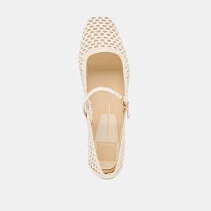 Dolce Vita SHOES Reyes White Woven Raffia Ballet Flats