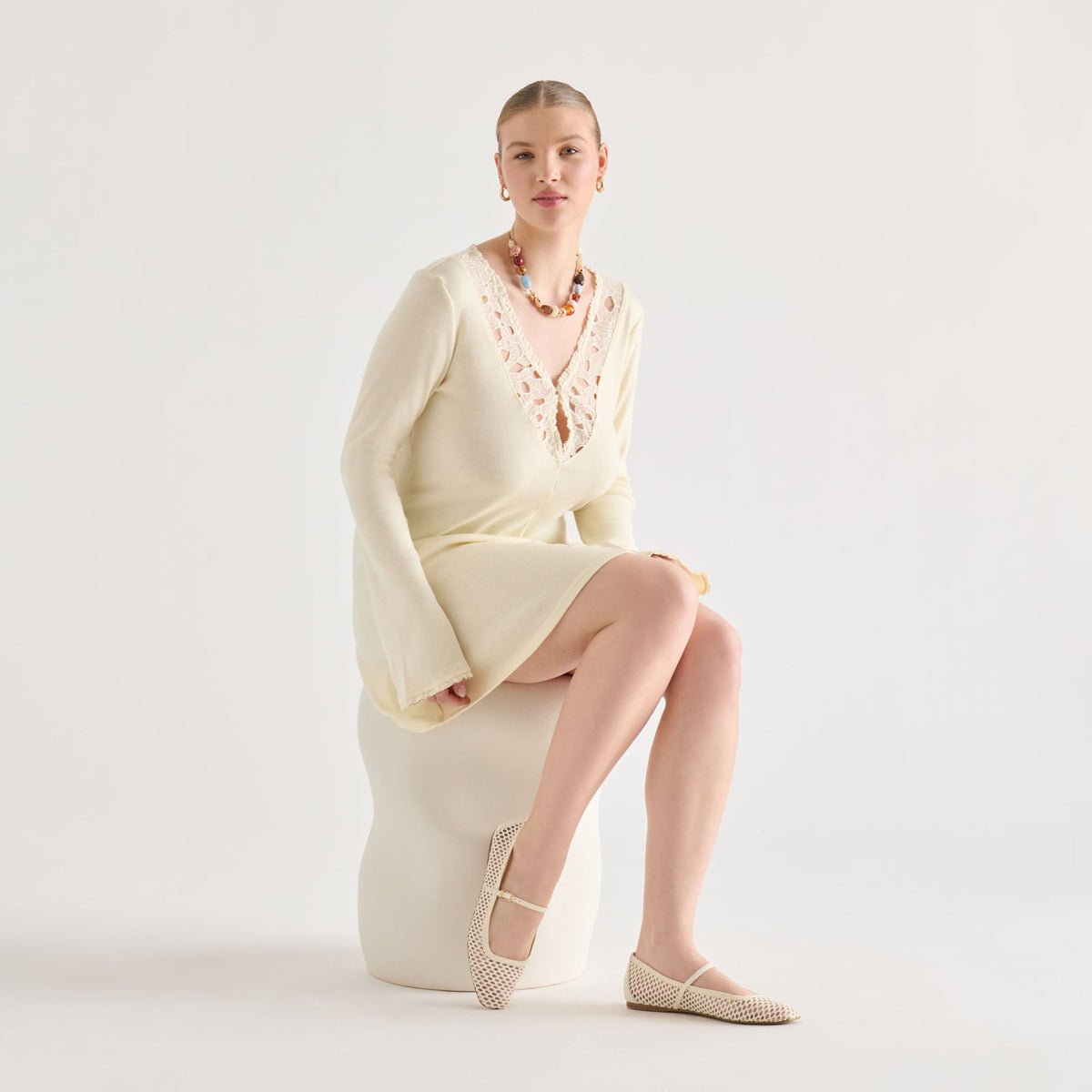 Dolce Vita SHOES Reyes White Woven Raffia Ballet Flats