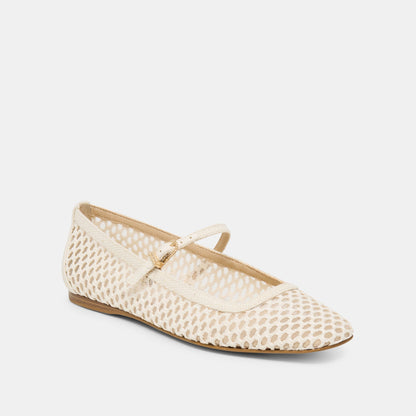 Dolce Vita SHOES Reyes White Woven Raffia Ballet Flats