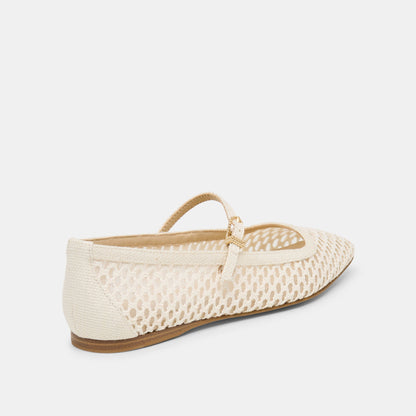 Dolce Vita SHOES Reyes White Woven Raffia Ballet Flats