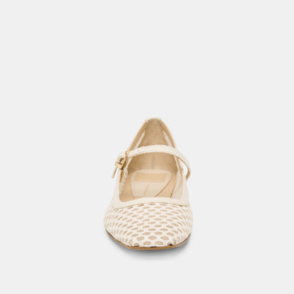 Dolce Vita SHOES Reyes White Woven Raffia Ballet Flats