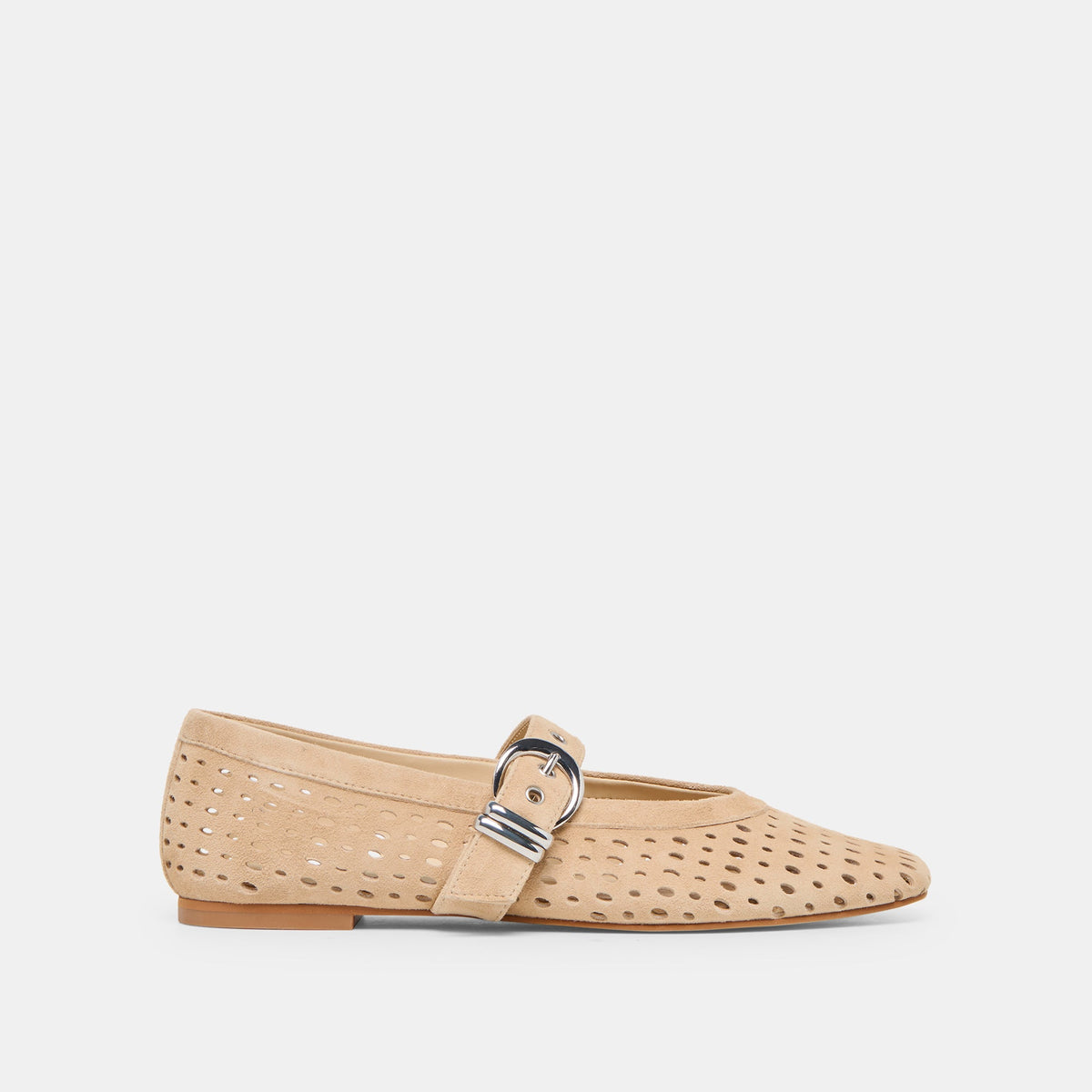 Dolce Vita SHOES Mikel Camel Perforated Suede Ballet Flats