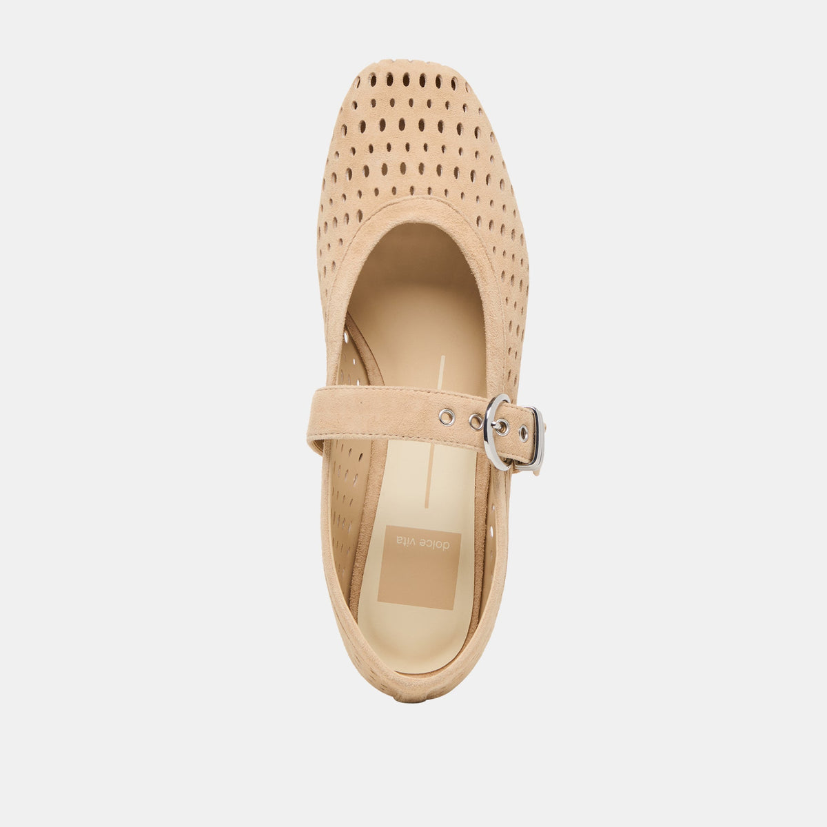 Dolce Vita SHOES Mikel Camel Perforated Suede Ballet Flats