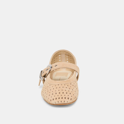 Dolce Vita SHOES Mikel Camel Perforated Suede Ballet Flats