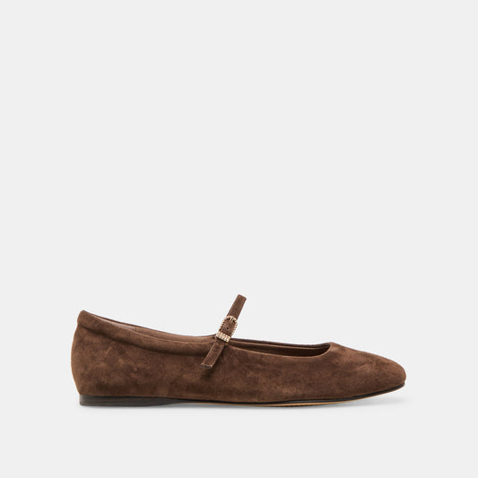 Dolce Vita SHOES Reyes Dk Brown Suede Ballet Flats