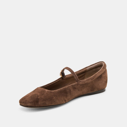 Dolce Vita SHOES Reyes Dk Brown Suede Ballet Flats