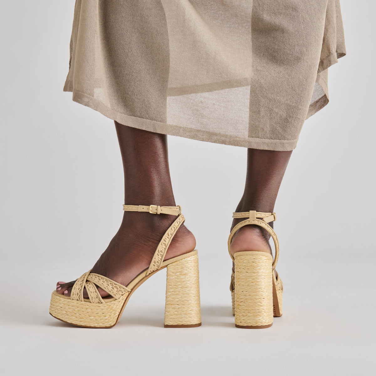 Dolce Vita SHOES Danila Lt Natural Cross Hatch Raffia Heels