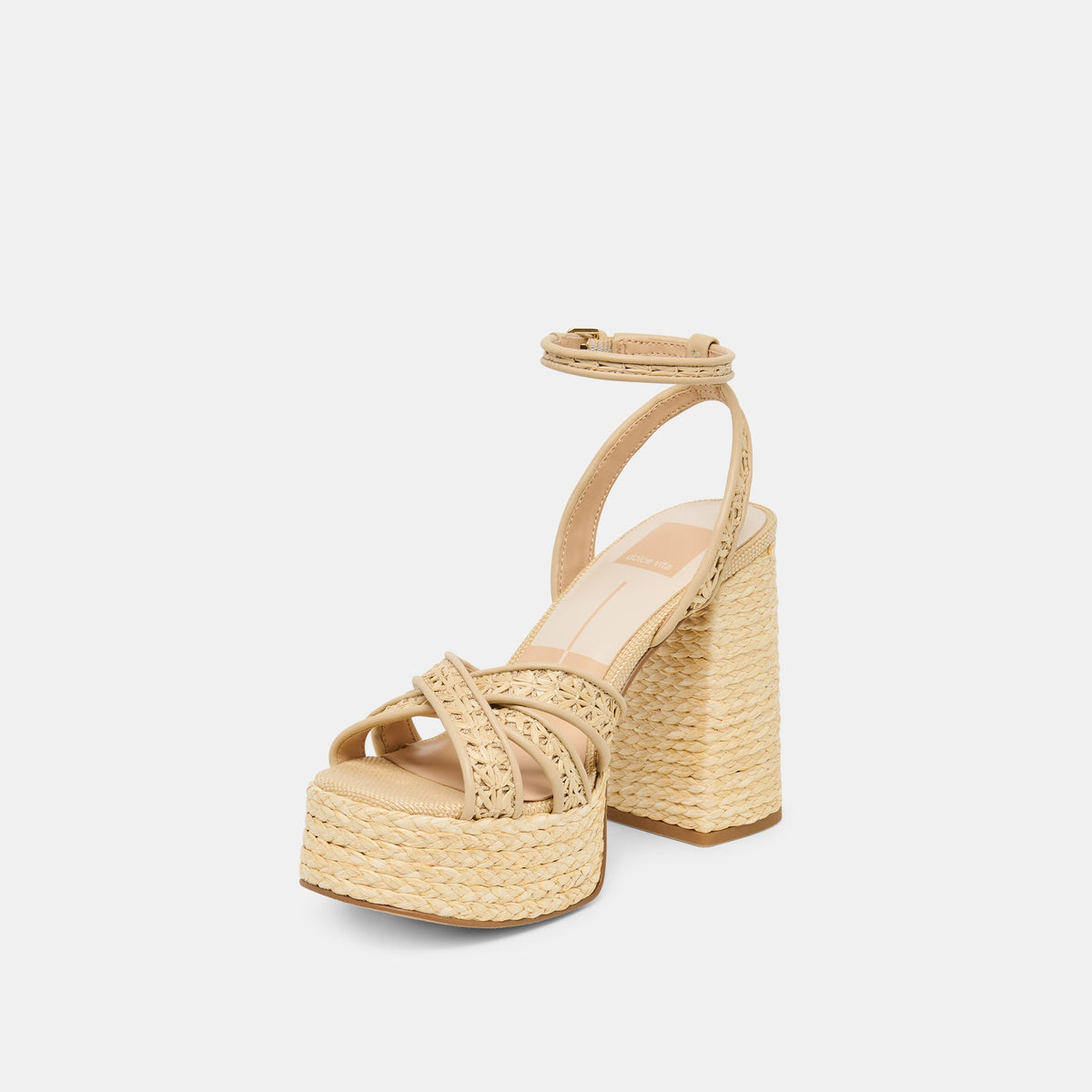 Dolce Vita SHOES Danila Lt Natural Cross Hatch Raffia Heels