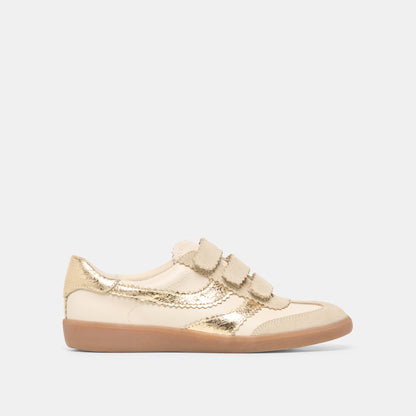 Dolce Vita SHOES Merit Velcro White Gold Leather Sneakers