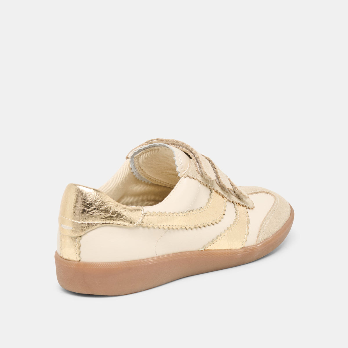 Dolce Vita SHOES Merit Velcro White Gold Leather Sneakers