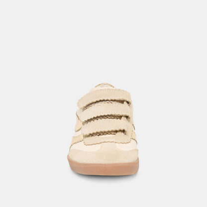 Dolce Vita SHOES Merit Velcro White Gold Leather Sneakers