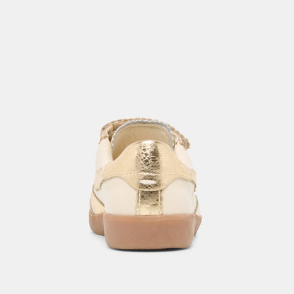 Dolce Vita SHOES Merit Velcro White Gold Leather Sneakers