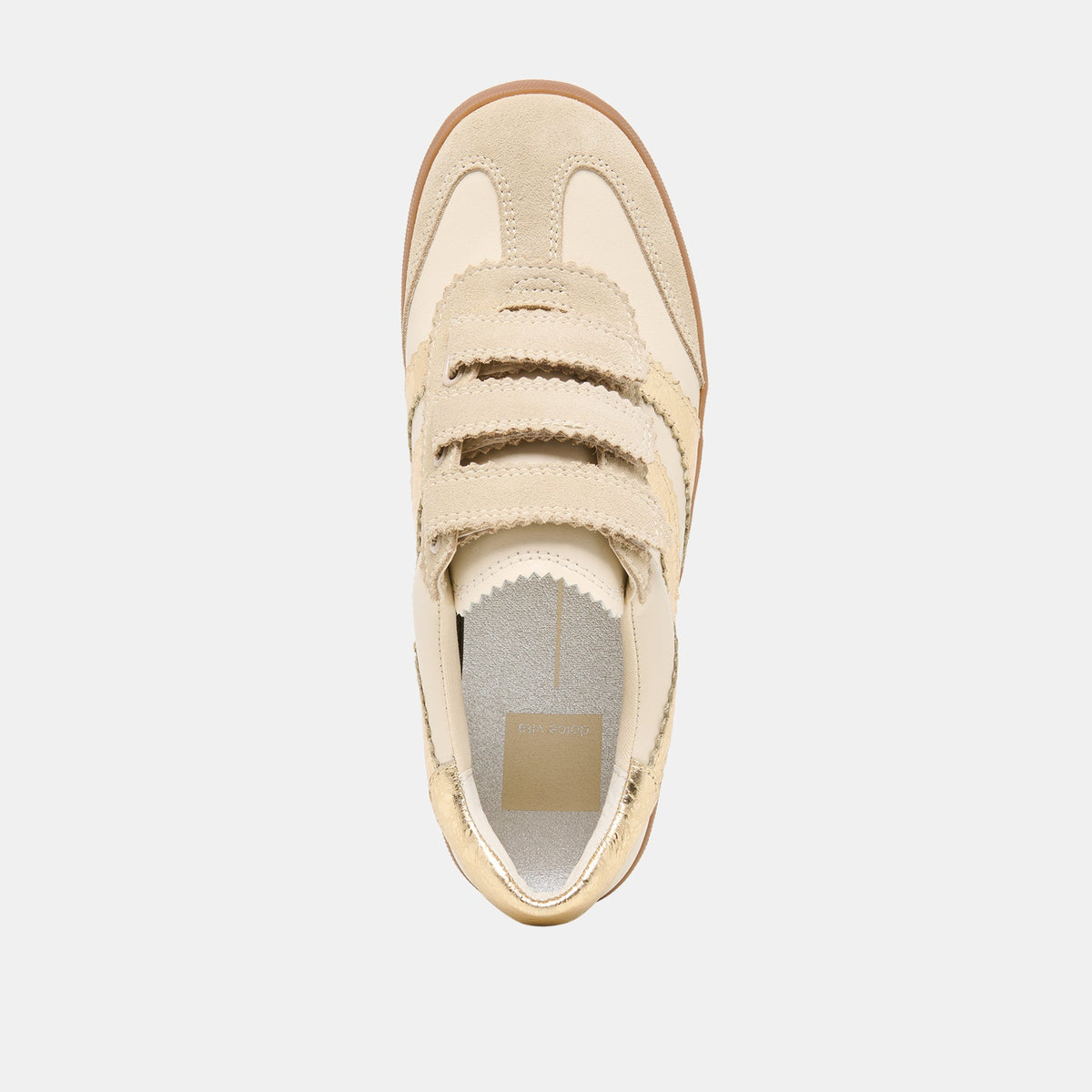 Dolce Vita SHOES Merit Velcro White Gold Leather Sneakers