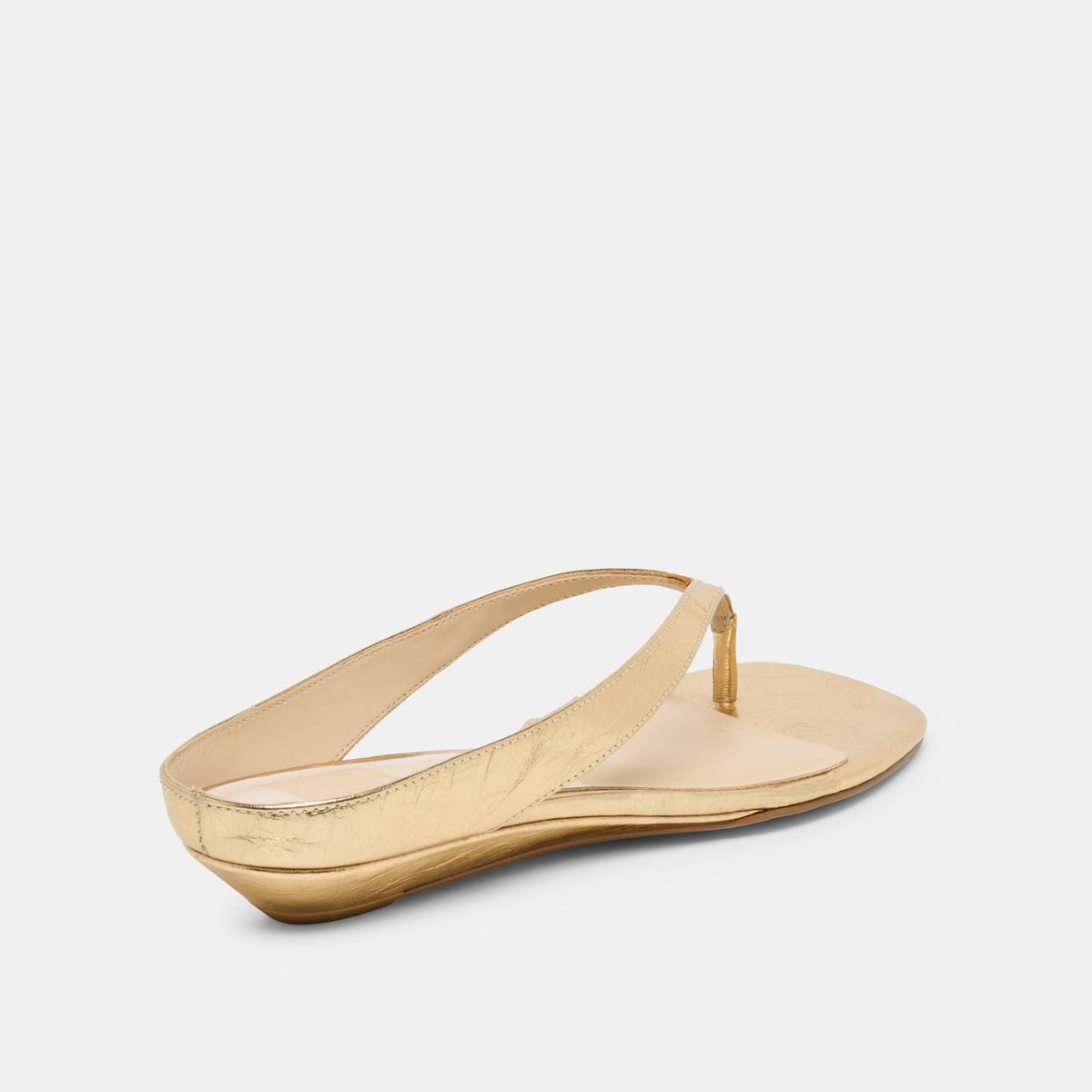 Dolce Vita SHOES GIZEL Gold Crinkle Patent Thong Square-Toe Sandals