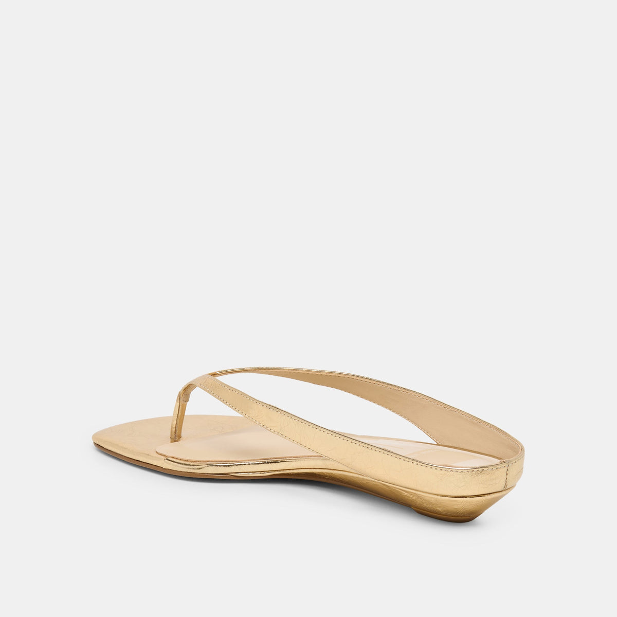 Dolce Vita SHOES GIZEL Gold Crinkle Patent Thong Square-Toe Sandals