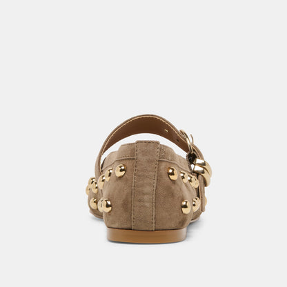 Dolce Vita SHOES Mikel Stud Olive Suede Ballet Flats