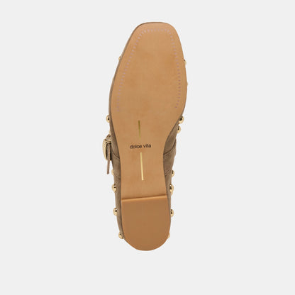Dolce Vita SHOES Mikel Stud Olive Suede Ballet Flats