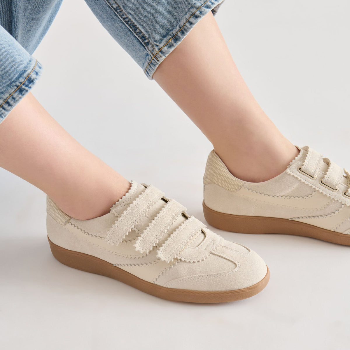 Dolce Vita SHOES Merit Velcro Ivory Leather Sneakers