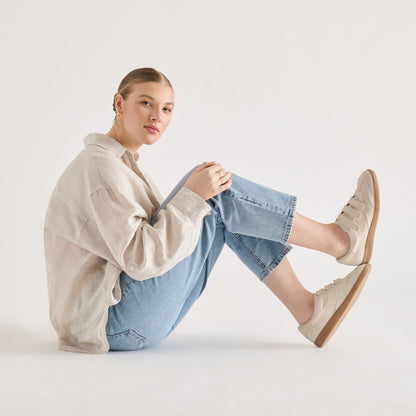 Dolce Vita SHOES Merit Velcro Ivory Leather Sneakers