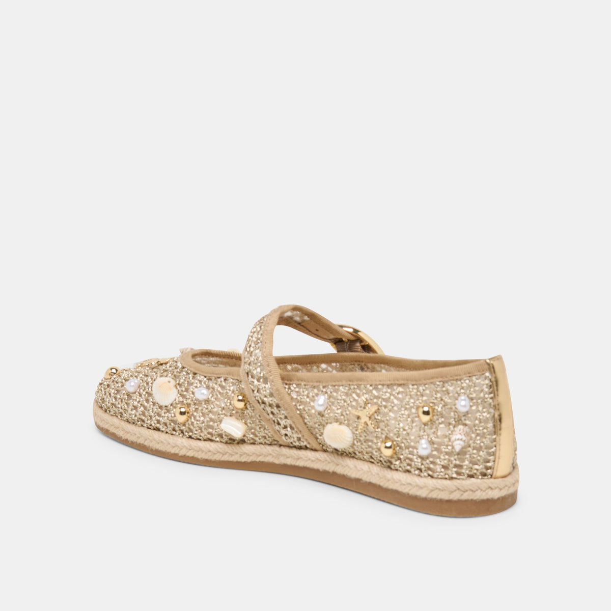 Dolce Vita SHOES Ralph Gold Beaded Raffia Ballet Flats