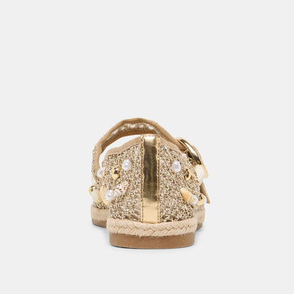 Dolce Vita SHOES Ralph Gold Beaded Raffia Ballet Flats