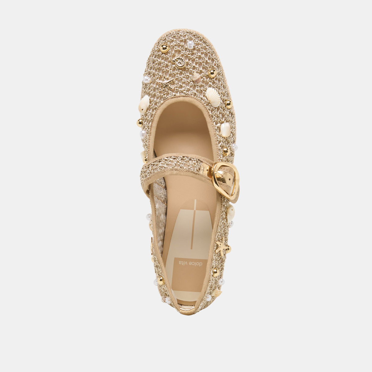 Dolce Vita SHOES Ralph Gold Beaded Raffia Ballet Flats
